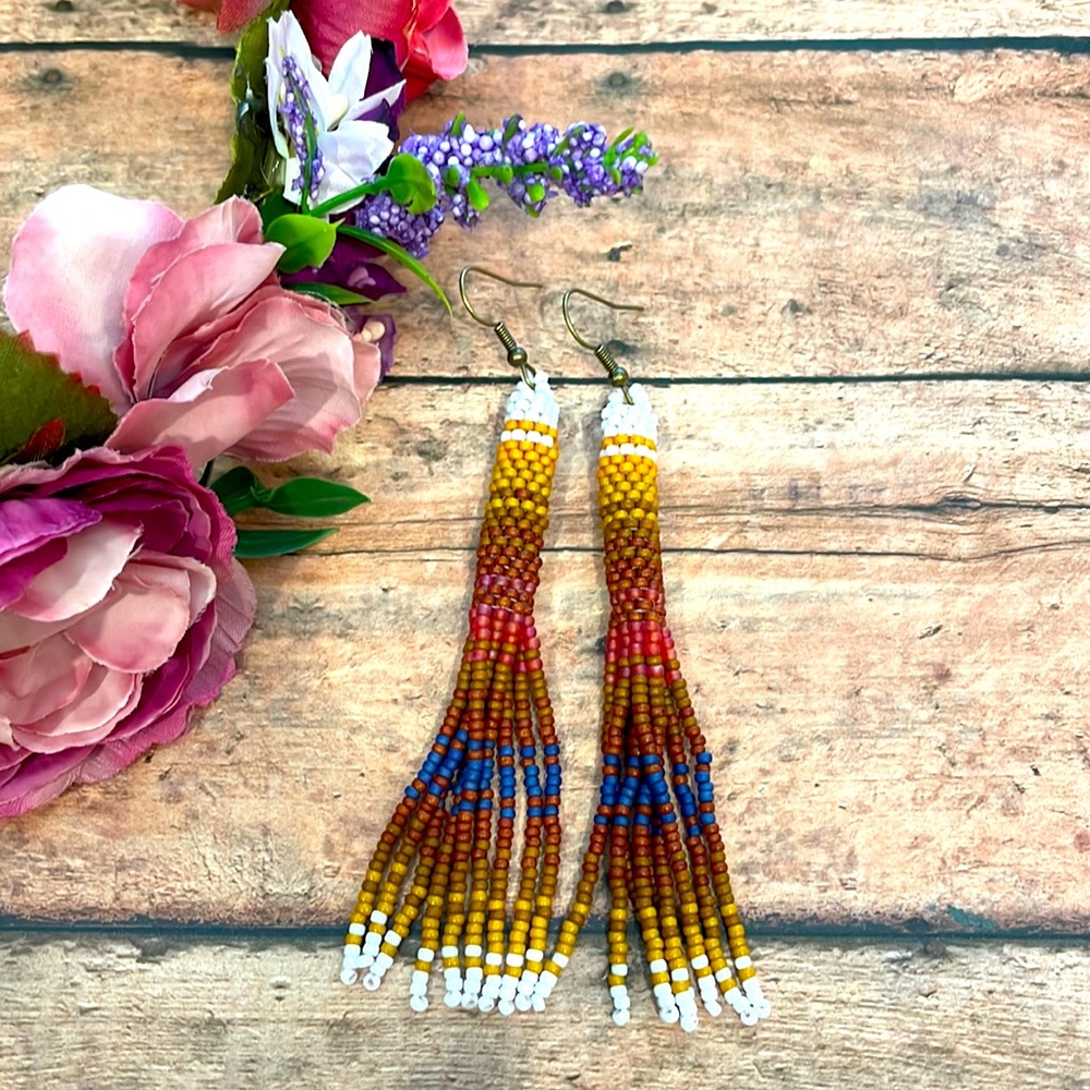 Tassel Brown and Blue Earring